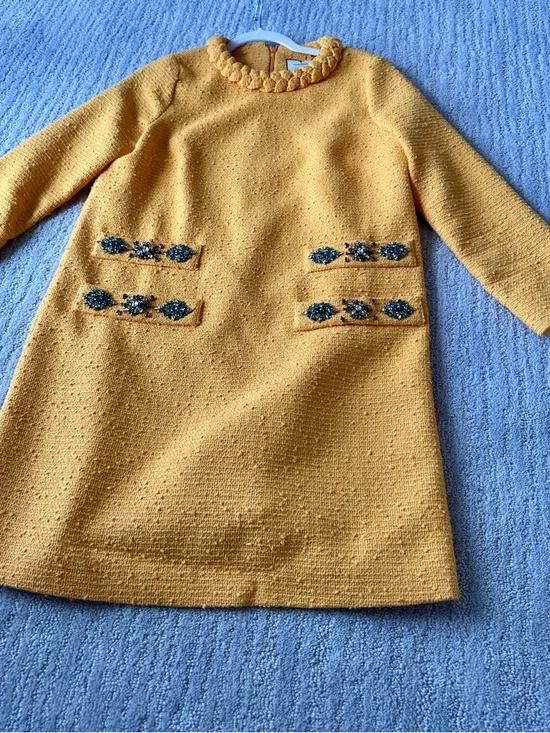 Tuckernuck Sunflower Tweed Shift with Braided Neck and Jeweled Pockets - Picture 2 of 6